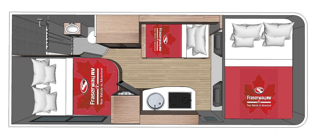 C-Medium Camper (Fraserway Canada) - floor plan night